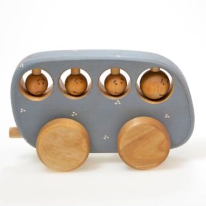 Holz Bus blau Schulbus Schiebespielzeug Spielzeug, Holzspielzeug von FRIENDLY TOYS