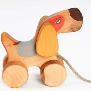 Hund bunt Spielzeug, Nachziehtier Holzspielzeug von FRIENDLY TOYS