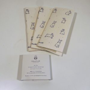 Schwammtücher 3er Set weiß Kaninchen von Eulenschnitt