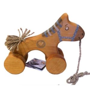Pferd blau Nachziehtier Nachziehspielzeug Holzspielzeug von FRIENDLY TOYS