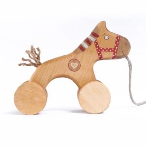 Pferd rot Nachziehtier Nachziehspielzeug Holzspielzeug von FRIENDLY TOYS