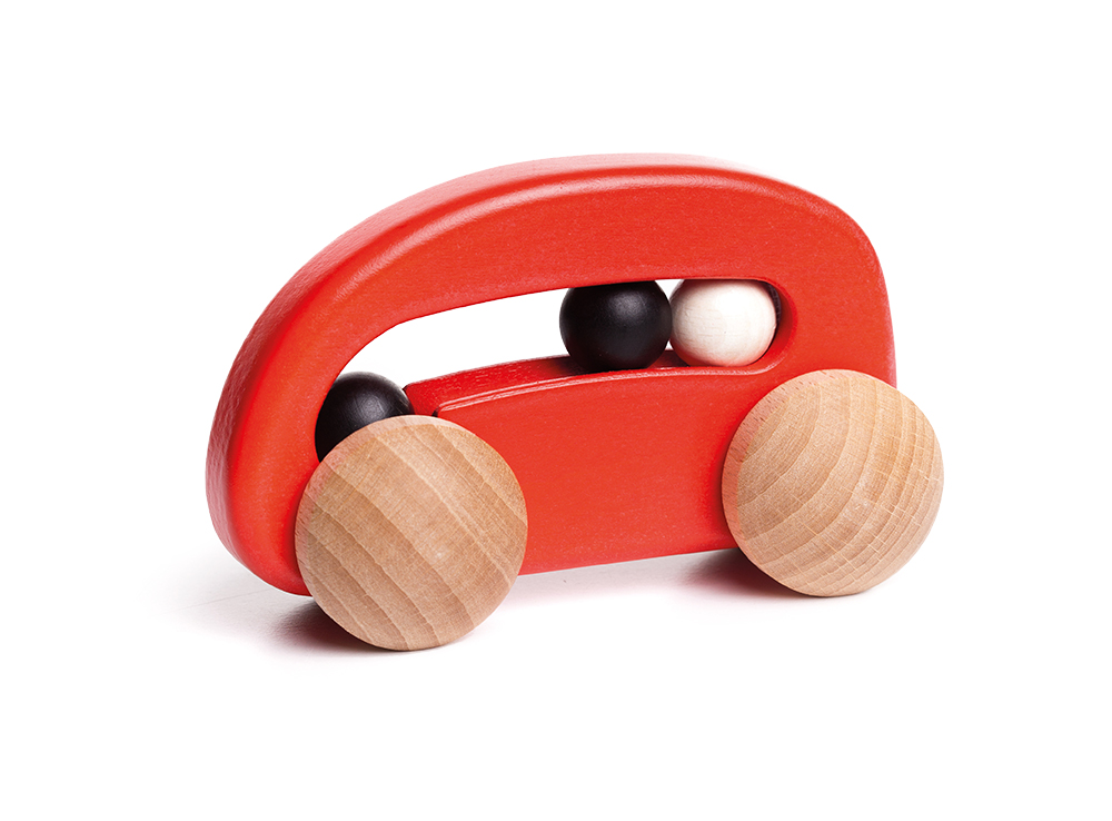 Bajo Holzspielzeug Auto rot mit Kugeln