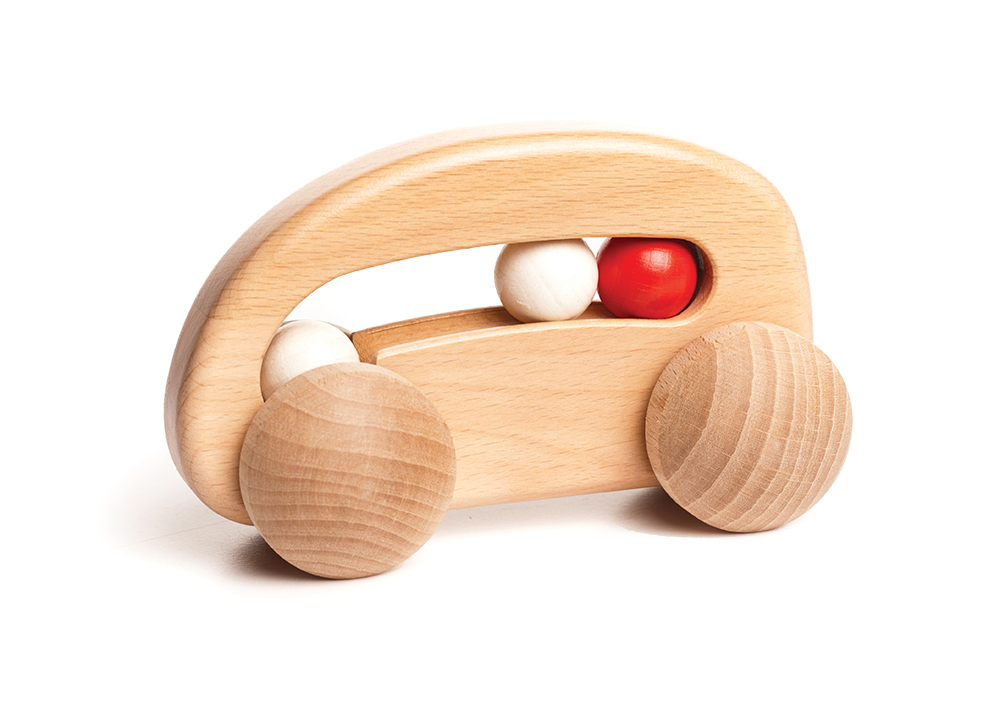 Bajo Holzspielzeug Auto transparent mit Kugeln