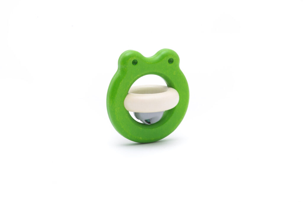 Bajo Holzspielzeug Rassel Frosch grün
